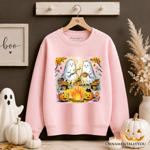 Load image into Gallery viewer, Cozy Campfire Ghosts Sweatshirt, Fall Halloween Pumpkin Sweater
