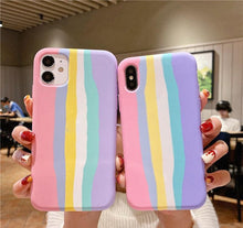 Load image into Gallery viewer, Rainbow &amp; Colorful Silicone iPhone Case with Microfiber Lining
