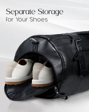 Load image into Gallery viewer, Handcrafted Genuine Leather Weekender Bag 22 Inch Shoe Compartment Travel Duffel
