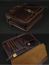 Load image into Gallery viewer, Italian bull leather mens briefcase brown buy

