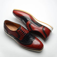 Load image into Gallery viewer, Italy men's oxford shoes Black Burgundy Orange
