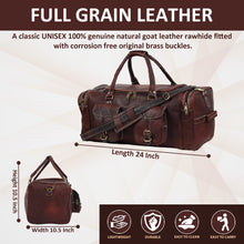 Load image into Gallery viewer, Luxury Vintage Dark Brown Full Grain Goat Leather Overnight Duffel Bag for Men
