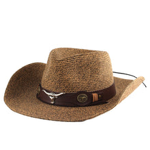 Load image into Gallery viewer, Mixed Color Western Straw Cowboy Hat 2026 Bell Crown Curling Brim Men Women
