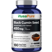 Load image into Gallery viewer, NusaPure Black Cumin Seed Extract 450mg – 180 Vegan Capsules
