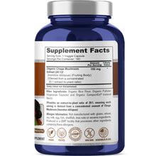 Load image into Gallery viewer, NusaPure Organic Chaga Mushroom Extract bottle back label with Supplement Facts and ingredients

