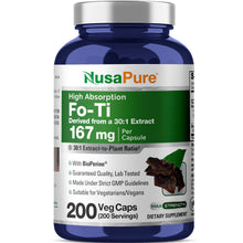 Load image into Gallery viewer, NusaPure Fo-Ti Root Extract 167 mg – 200 Vegan Capsules

