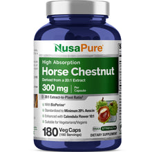 Load image into Gallery viewer, NusaPure Horse Chestnut Extract 300mg – 180 Vegan Capsules
