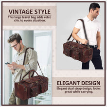 Load image into Gallery viewer, Premium Vintage Dark Brown Leather Duffle Bag Full Grain Goat Carry On Travel
