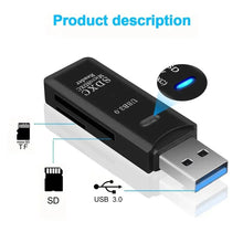 Load image into Gallery viewer, 2-in-1 SD &amp; TF Memory Card Reader – USB 2.0, USB 3.0 &amp; Type-C Options
