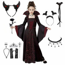 Load image into Gallery viewer, Girls Vampire Costume Gothic Tutu Dress – Halloween Fantasy Outfit

