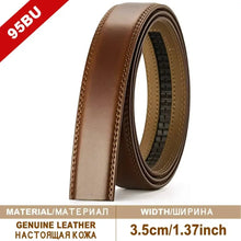 Load image into Gallery viewer, Men's Genuine Leather Ratchet Belt – Adjustable Cowskin Dress Belt for Men
