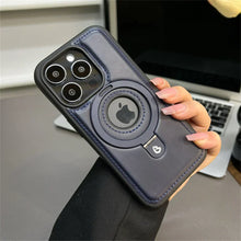 Load image into Gallery viewer, Brown Leather MagSafe-Compatible iPhone Case with Ring Stand
