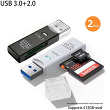 Load image into Gallery viewer, 2-in-1 SD &amp; TF Memory Card Reader – USB 2.0, USB 3.0 &amp; Type-C Options
