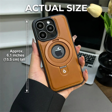 Load image into Gallery viewer, Brown Leather MagSafe-Compatible iPhone Case with Ring Stand
