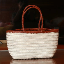 Load image into Gallery viewer, Handbags Women's Genuine Leather Shoulder Bag Weaving Casual Shopping Bag Vintage Big Tote Purse Cowhide Cross Hand Bags Lady
