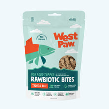 Load image into Gallery viewer, Rawbiotic Bites trout and beef freeze-dried dog food topper bag

