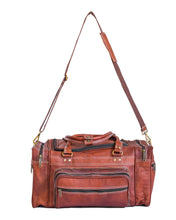 Load image into Gallery viewer, Vintage Brown Goat Leather Weekender Duffle Bag 24 Inch Carry On Overnight Bag
