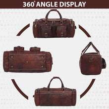 Load image into Gallery viewer, Vintage Dark Brown Full Grain Goat Leather Duffel Bag 24 Inch Carry On Gift for Men
