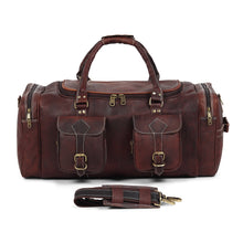 Load image into Gallery viewer, Vintage Dark Brown Traveller Full Grain Goat Leather 24 Inch Carry On Duffle Bag Handmade
