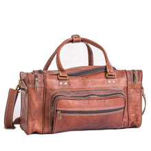 Load image into Gallery viewer, Vintage Full Grain Goat Leather Travel Duffle Bag 24 Inch Carry On Weekender Brown
