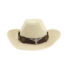 Load image into Gallery viewer, Vintage Western Straw Cowboy Hat Plain Weave Summer Sun Hat Unisex Fashion
