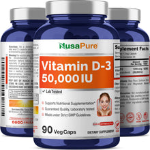Load image into Gallery viewer, NusaPure Vitamin D3 50,000 IU – 90 Vegetarian Capsules
