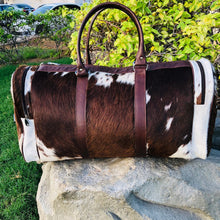Load image into Gallery viewer, animal print leather duffel bag for travel
