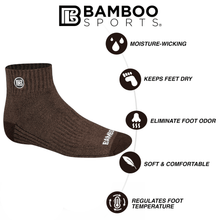 Load image into Gallery viewer, Premium Bamboo Rayon Quarter High Crew Socks - 3 Pair and 6 Pair Packs Available
