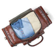 Load image into Gallery viewer, buffalo leather duffle bag multiple compartments
