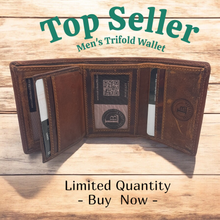 Load image into Gallery viewer, buy Leatherboss RFID trifold wallet for men
