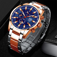 Load image into Gallery viewer, buy mens quartz wristwatch black blue stainless steel
