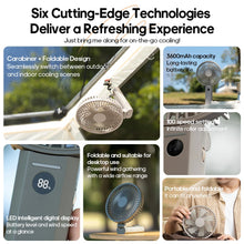 Load image into Gallery viewer, foldable handheld fan rechargeable 180 degree adjustable angle
