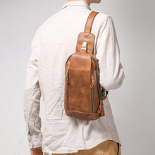 Load image into Gallery viewer, full grain cowhide expandable sling bag men
