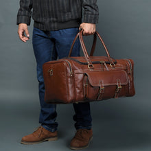 Load image into Gallery viewer, full grain leather travel duffle bag

