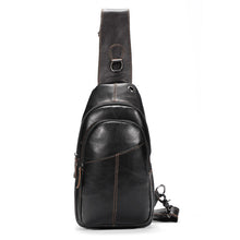 Load image into Gallery viewer, genuine cowhide sling bag men contrast stitching
