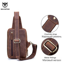 Load image into Gallery viewer, genuine crazy horse leather crossbody bag men
