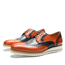 Load image into Gallery viewer, genuine leather color block oxford shoes for men
