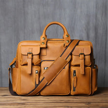 Load image into Gallery viewer, genuine leather large mens briefcase dark brown buy

