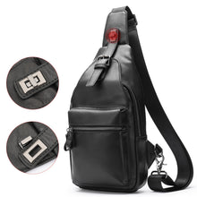 Load image into Gallery viewer, genuine leather sling bag men multi pocket
