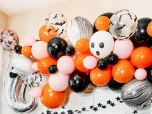 Load image into Gallery viewer, Pink &amp; Black Halloween Balloon Garland Kit - Ghost &amp; Bat Prints
