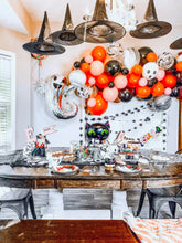 Load image into Gallery viewer, Pink &amp; Black Halloween Balloon Garland Kit - Ghost &amp; Bat Prints
