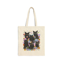 Load image into Gallery viewer, Halloween Cat Lover Tote Bag with Flowers
