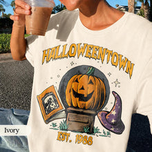 Load image into Gallery viewer, Retro Halloween Town Est 1988 Pumpkin — Bella+Canvas Tee
