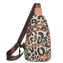 Load image into Gallery viewer, leopard sling backpack women headphone port
