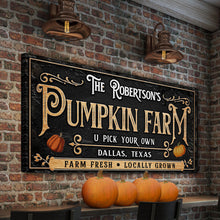Load image into Gallery viewer, Personalized Pumpkin Farm Halloween Sign

