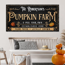 Load image into Gallery viewer, Personalized Pumpkin Farm Halloween Sign
