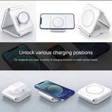 Load image into Gallery viewer, StitchGreen 15W Foldable Charger 3in1 Magnetic Travel Charger Station Fast Charging 3 in 1 Wireless Charger For Mobile Phone
