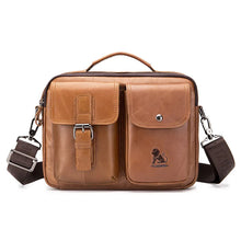 Load image into Gallery viewer, men leather zipper crossbody bag brown coffee black

