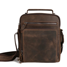 Load image into Gallery viewer, men's dark coffee leather shoulder bag
