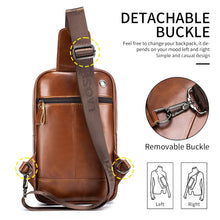 Load image into Gallery viewer, men's leather tote chest bag brown black

